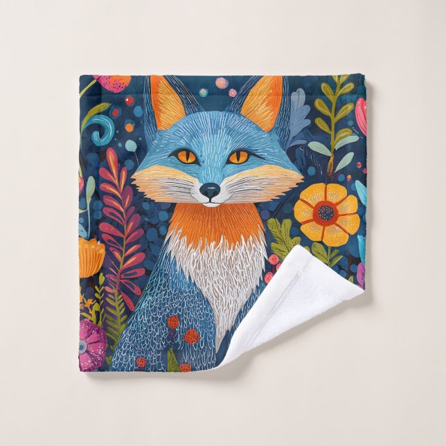 Vibrante Fox Dot Art en medio de Lush Flora (Toallita)