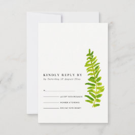 VIBRANTE GREEN GOLD WATERCOLOR FERN FOLIAGE RSVP