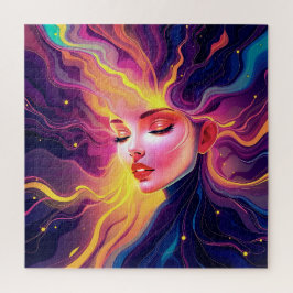 Vibrante Hair Woman Retrato Jigsaw Puzzle