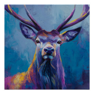 Vibrante Highland Stag Wall Art - Stag Poster