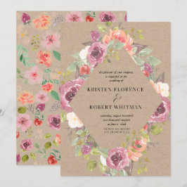 Vibrante invitación a la boda de Kraft floral flor