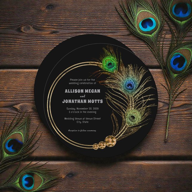 Vibrante Invitación a la Boda Elegante de Pavo Rea (Subido por el creador)