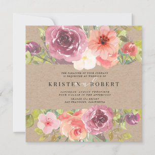 Vibrante invitación a la boda floral de verano rús