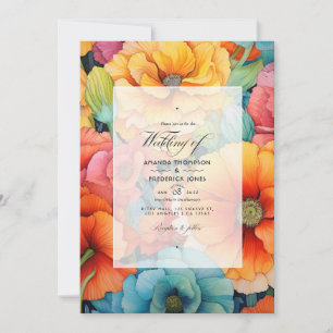 Vibrante invitación a la boda floral Naranja