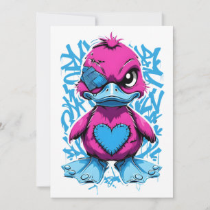 Vibrante invitación al pato de graffiti rosa