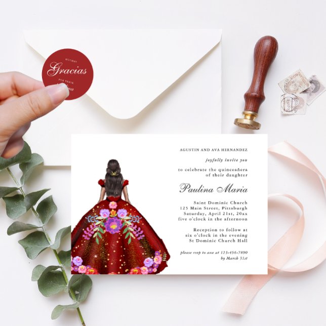 Vibrante Invitación de Fiesta Floral Quinceañera R (Subido por el creador)