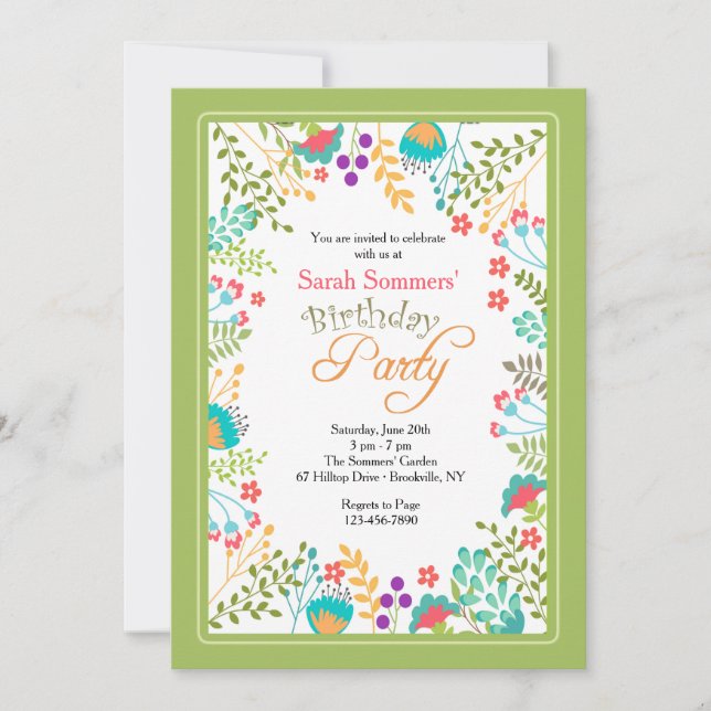 Vibrante invitación floral (Anverso)