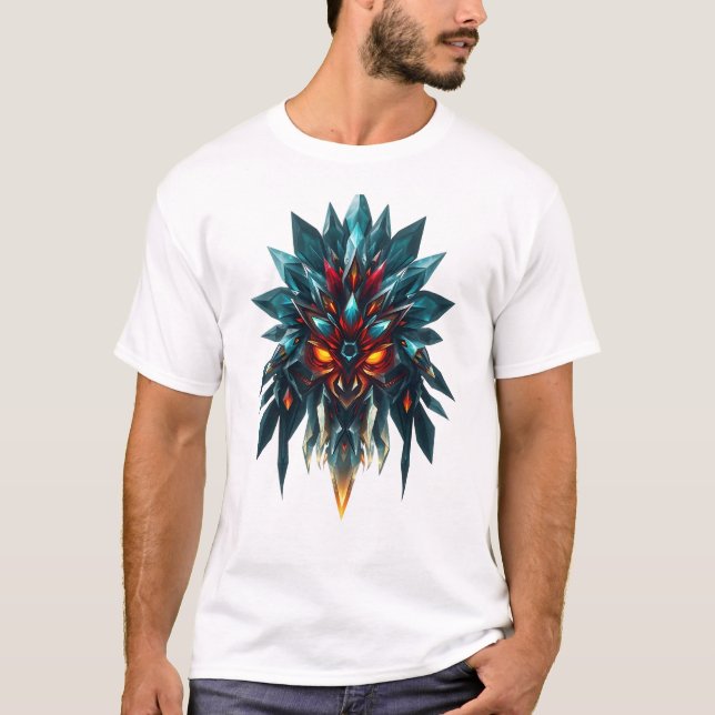 Vibrante máscara tribal arte camiseta (Anverso)