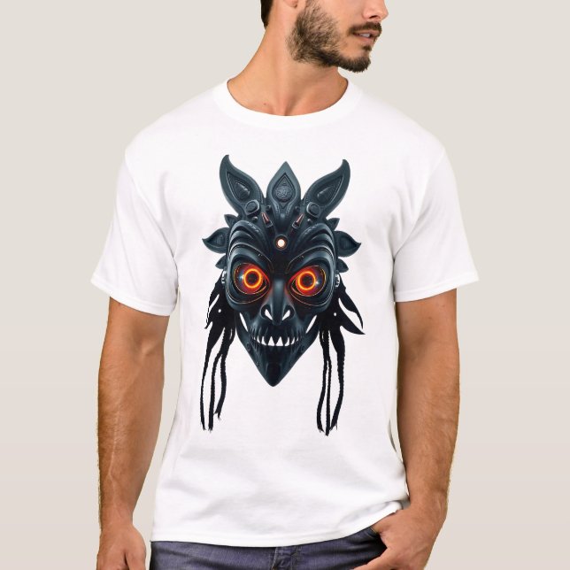 Vibrante Máscara Tribal Gormhole Ojos Camiseta (Anverso)