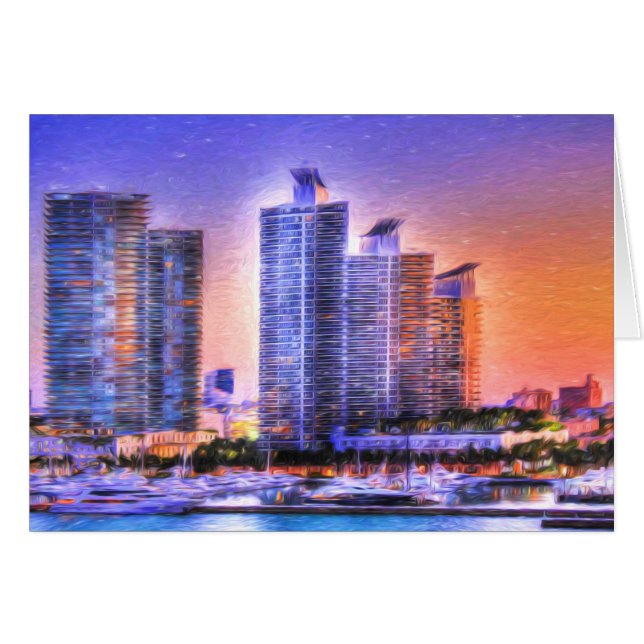 Vibrante Miami Skyline Sunrise (Anverso (Horizontal))
