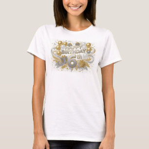 Vibrante naranja FELIZ CUMPLEAÑOS 6º Camiseta de d