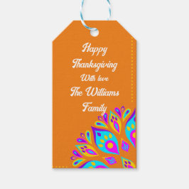 Vibrante naranja fondo etiqueta de regalo personal