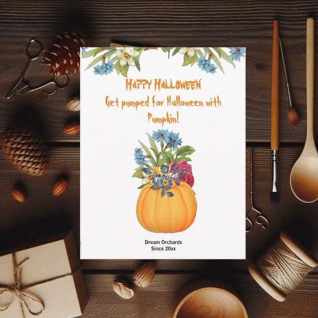 Vibrante Naranja Halloween Calabaza Flora acuática (Vibrant Orange Halloween Pumpkin Watercolor Flora)