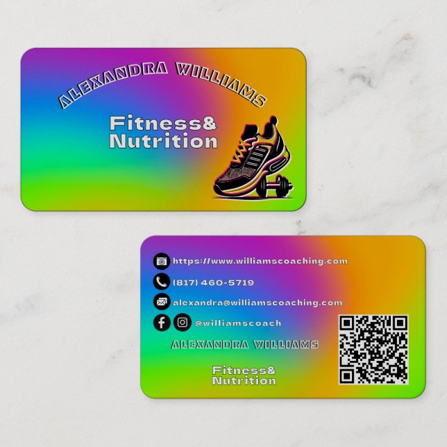Vibrante Neon Fitness Nutrition Tarjeta de present (Anverso / Reverso)