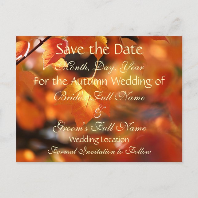 Vibrante otoño Guardar la postal del Boda de fecha (Anverso)