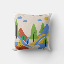 Vibrante paisaje Almohada cuadrada