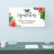 Vibrante pancarta de graduación de Monstera Tropic