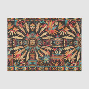 Vibrante Papel teñido decorativo cian "Sueño aztec