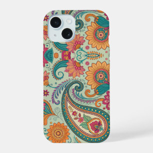 Vibrante patrón floral Boho Paisley verde claro