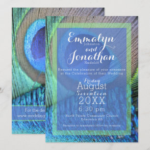 Vibrante Peacock Feather Invitación moderna
