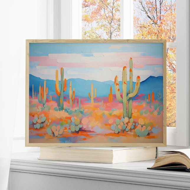 Vibrante pintura Cactus Desierto Arte occidental (Subido por el creador)