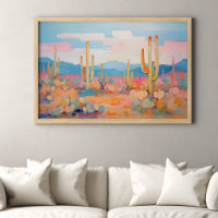 Vibrante pintura Cactus Desierto Arte occidental