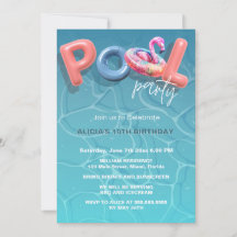 Vibrante piscina de verano Fiesta Invitación azul