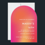 Vibrante plantilla de invitación a los 16 años<br><div class="desc">Celebra un hito en el estilo con esta vibrante y moderna plantilla de invitación a los 16 años. Esta invitación al personalizable, que presenta un degradado de ombré con un elegante diseño abovedado, es perfecta para celebrar dulces dieciséis u otros hitos. Personalízalo con los detalles de tu evento para crear...</div>