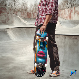 Vibrante Pop Art Face Skateboard - Audaz Expresión