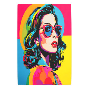 Vibrante Pop Art Mujer Retro Moda Decoración Metal