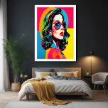 Vibrante Pop Art Mujer Retro Moda Wall Decoración<br><div class="desc">Rellene su espacio con este atrevido y colorido poster de arte pop generado por IA, que presenta a una mujer elegante en tonos vibrantes que recuerdan al icónico movimiento del arte pop de los años 60. El arte irradia con colores eléctricos (rosa, amarillo, azul y verde) capturando la esencia de...</div>