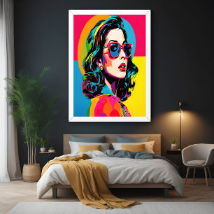 Vibrante Pop Art Mujer Retro Moda Wall Decoración