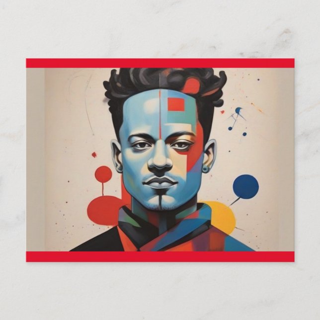 Vibrante postal de hombre moderno (Anverso)