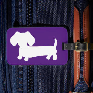Vibrante Purple Dachshund Etiqueta de viaje para e