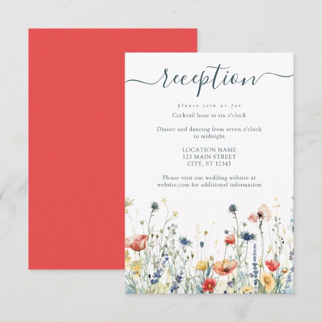 Vibrante recepción de boda de flores silvestres (Anverso / Reverso)