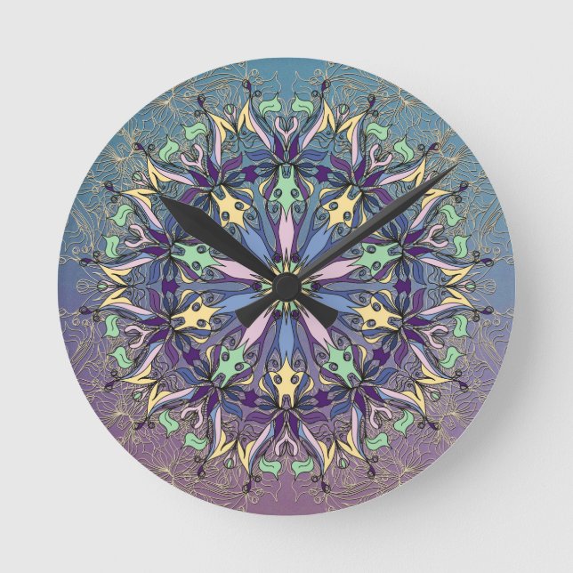 Vibrante reloj de pared de Mandala (Anverso)