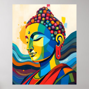 Vibrante resumen Buda de arte digital contemporáne