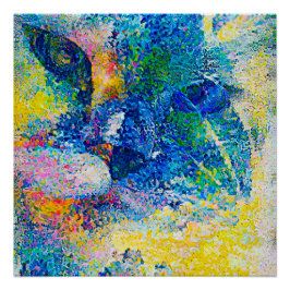 Vibrante Resumen de la impresión del arte del gato
