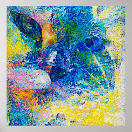 Vibrante Resumen de la impresión del arte del gato