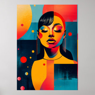 Vibrante retrato de arte pop: Mujer serena