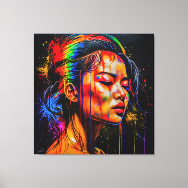 Vibrante retrato neón - Resumen de arte expresioni (Anverso)