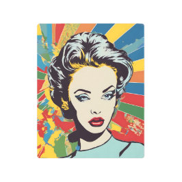 Vibrante retro mujer pop retrato arte mural Metali