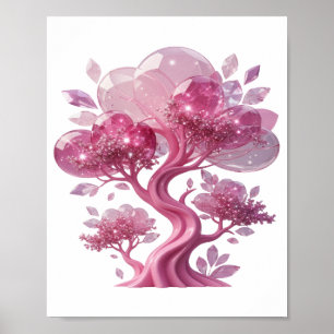 Vibrante Rosa ARTE DE TEXTO 3D ÁRBOL DE VIDRIO ROS