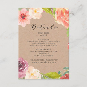 Vibrante Rústica floral boda detalles Tarjeta