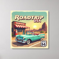 Vibrante Ruta 66 Viaje por carretera - Arte pop re