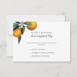 Vibrante Tangerine Citrus Naranja Wedding RSVP