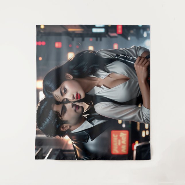 Vibrante Tapiz de Arte Digital Colorido 3D de gran (Anverso)