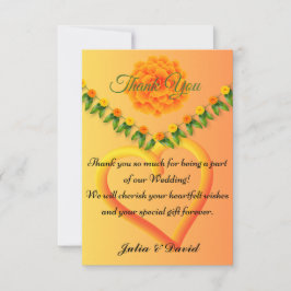Vibrante tarjeta de agradecimiento azafrán amarill