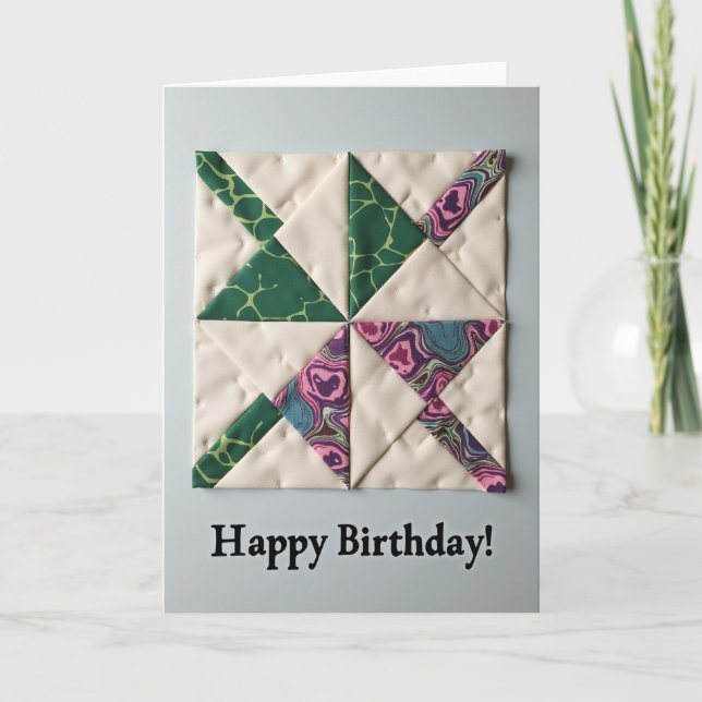 Vibrante tarjeta de cumpleaños acolchada (Anverso)