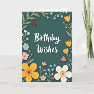 Vibrante tarjeta de cumpleaños de jardín